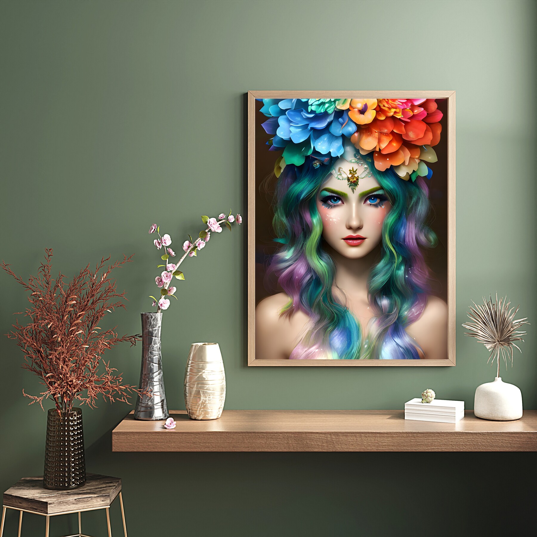 ArtStation - Beautiful Lady Abstract Painting, Digital Fairy Woman Wall ...