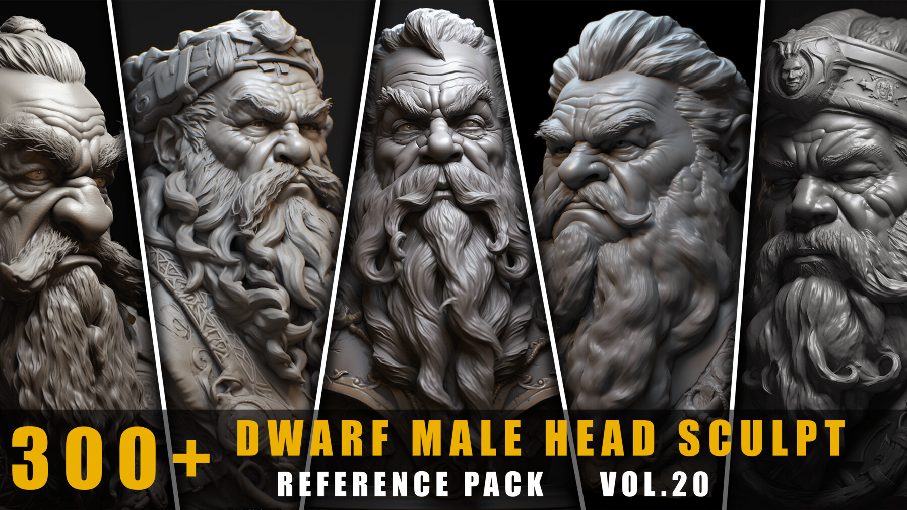 300+ Male Head Sculpt - References Pack | Vol.01