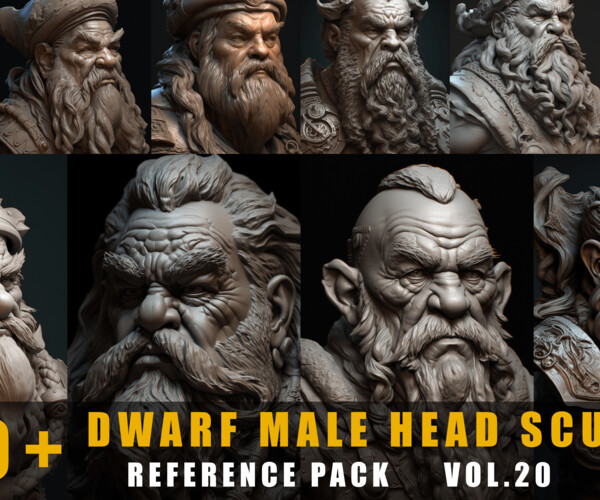 300+ Male Head Sculpt - References Pack | Vol.01