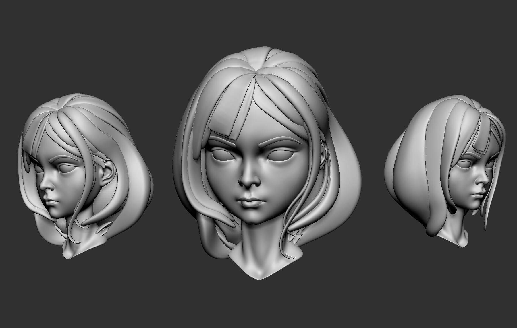 Toony girl face 3d model