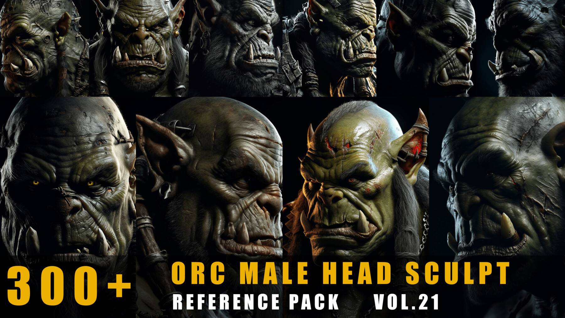 Artstation 300 Orc Male Head Sculpt References Pack Vol21 Artworks