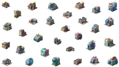 2.5D 60 Different Fantasy Home, House, Buildings Game Assets with 60 Transparent PNGs Part -04