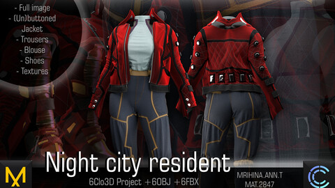 .Night city resident. Clo3D. Marvelous Designer.
