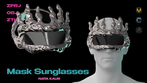 Futuristic Mask Sunglasses / Clo 3d/ Marvelous Designer/ ZBrush+OBJ/ Digital Fashion