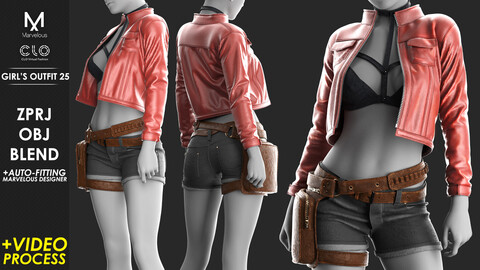 Girl's Outfit 25 - Marvelous / CLO Project file +Video Process