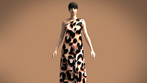 Girls-Animal Printed Long Dress