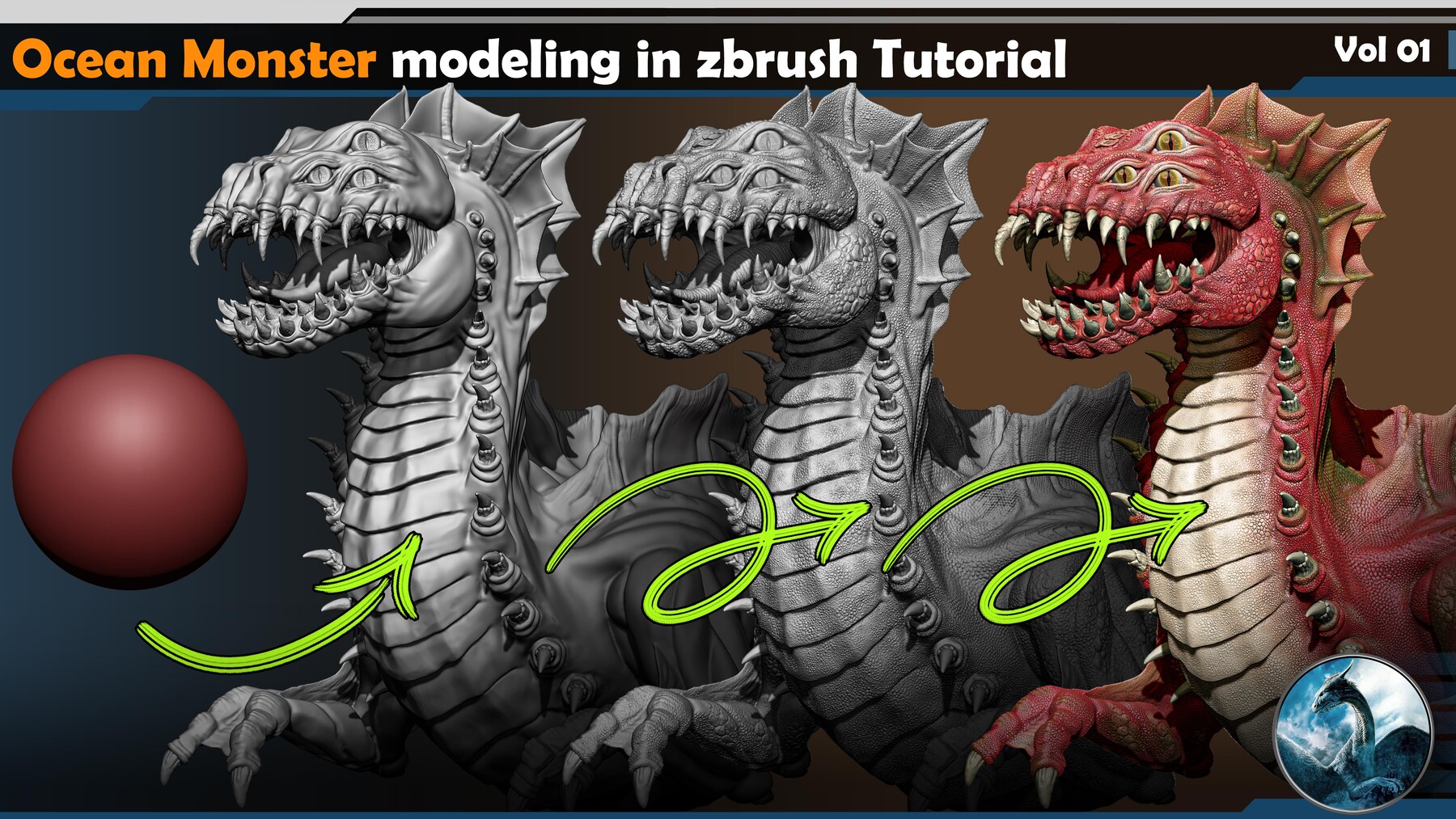 ArtStation - Ocean Monster modeling in zbrush Tutorial Vol 01 | Tutorials