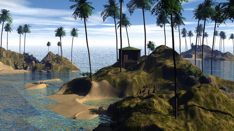 Little tropical island 3D model
