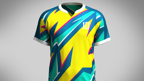 Mens Soccer Yellow and Mint Jersey Player-10