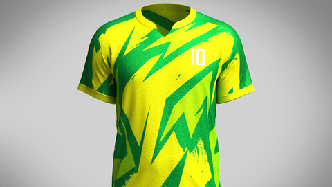 Mens Soccer Multi color Green and yellow Jersey Player-10