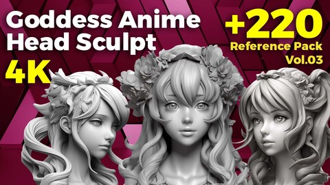 +220 Goddess Anime Head Sculpt (4K)