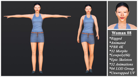 Woman 8 With 52 Animations 32 Morphs