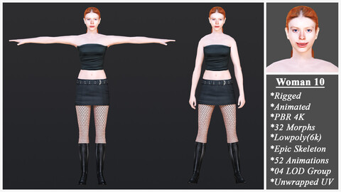 Woman 10 With 52 Animations 32 Morphs