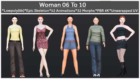 Woman 6 To 10 With 52 Animations 32 Morphs