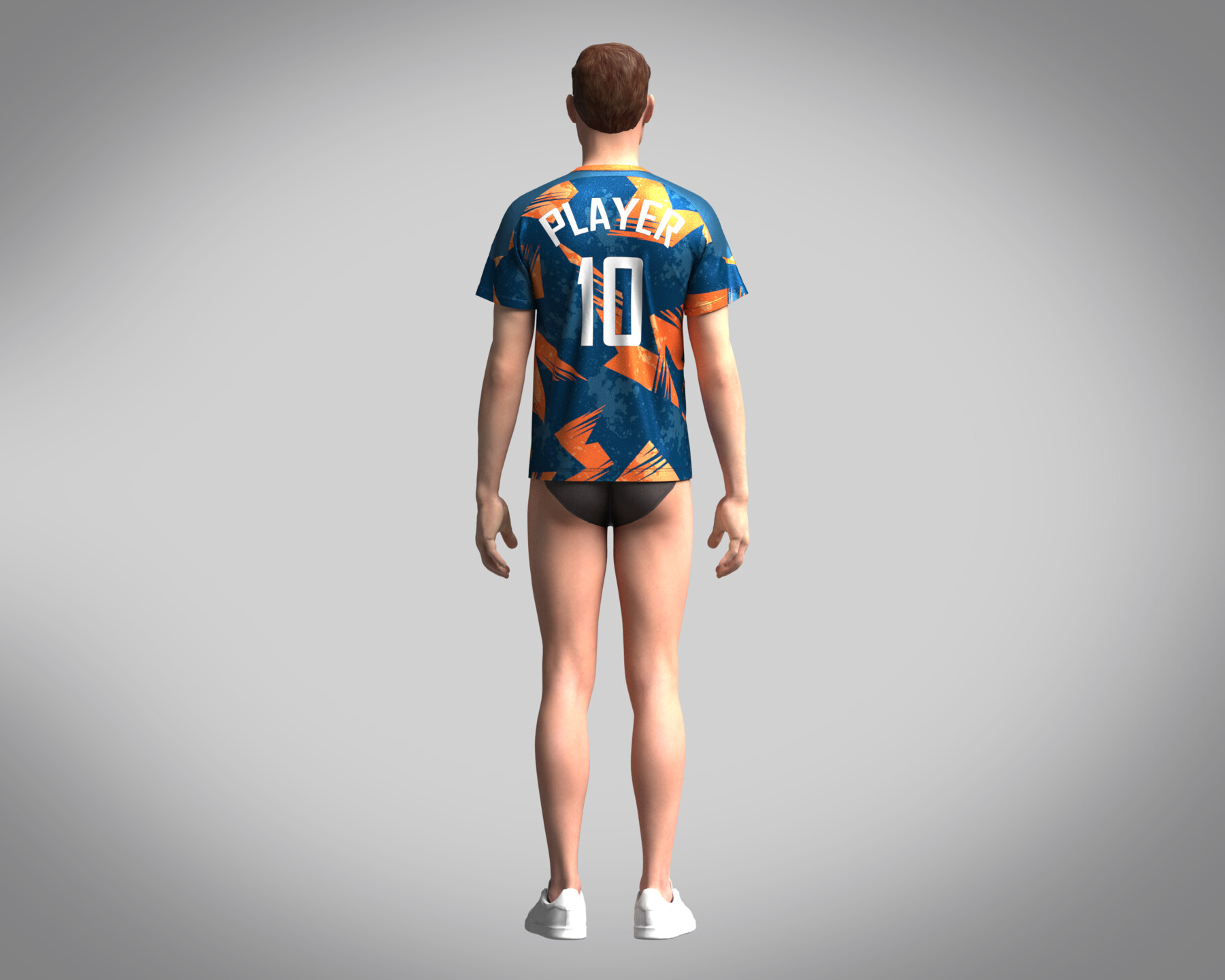 Soccer Brownish orange color with Blue Purple Jersey Player-10 3D