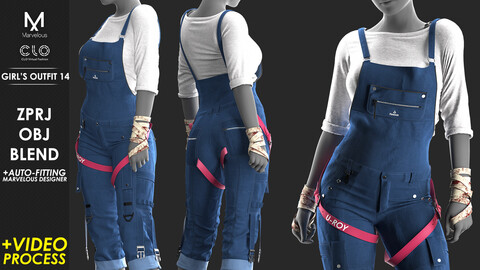 Girl's Outfit 14 - Marvelous / CLO Project file +Video Process