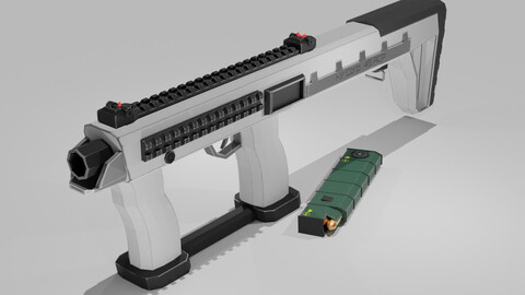 Futuristic low-poly submachine gun