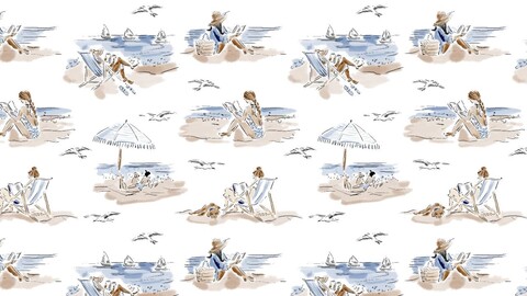 Watercolor beach day pattern