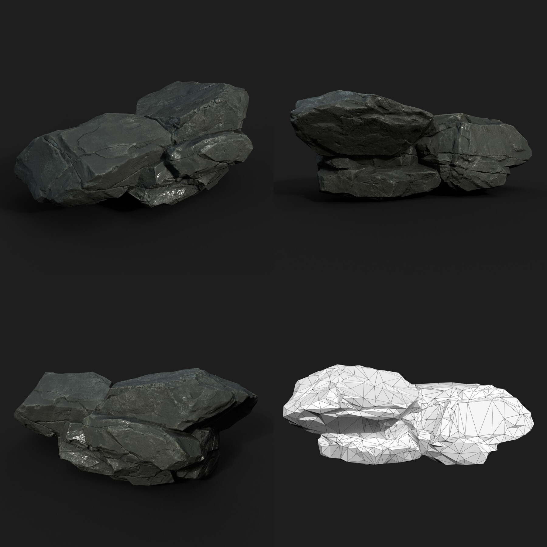 ArtStation - Low Poly Black Rock 230322 - Ultra HD 16K Texture | Game ...