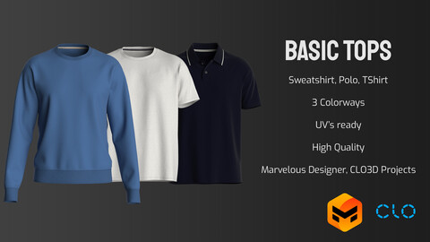 Basic Tops \ Male - Marvelous Designer \ CLO3D Projects