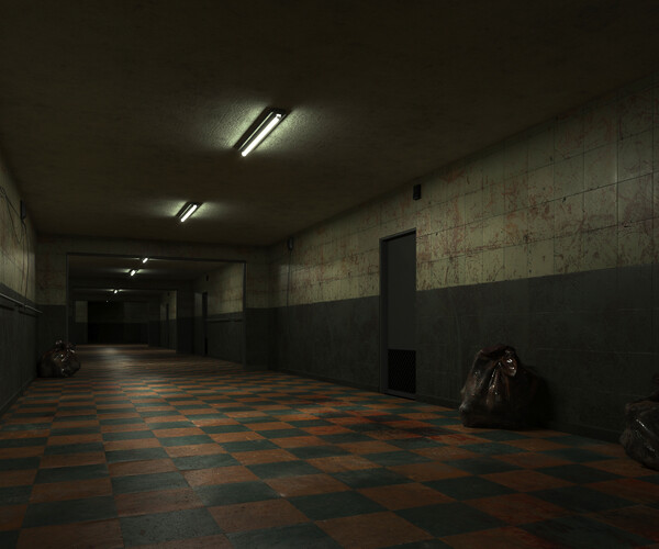 ArtStation - old dark bloody corridor 06 | Game Assets