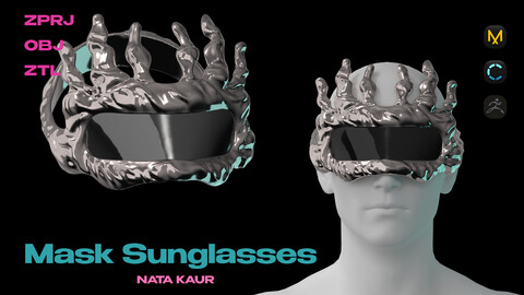 Futuristic Mask Sunglasses / Clo 3d/ Marvelous Designer/ ZBrush+OBJ/ Digital Fashion Clothes