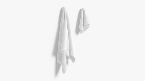 White Small and Big Towel Hanging on Hook - hang shower bath towels