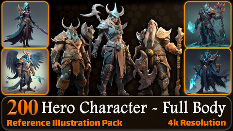200 Hero Character (Full Body) Reference Pack | 4K | v.9