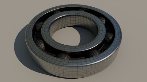 Polished steel ball bearing ISO 15243 3D model with balls