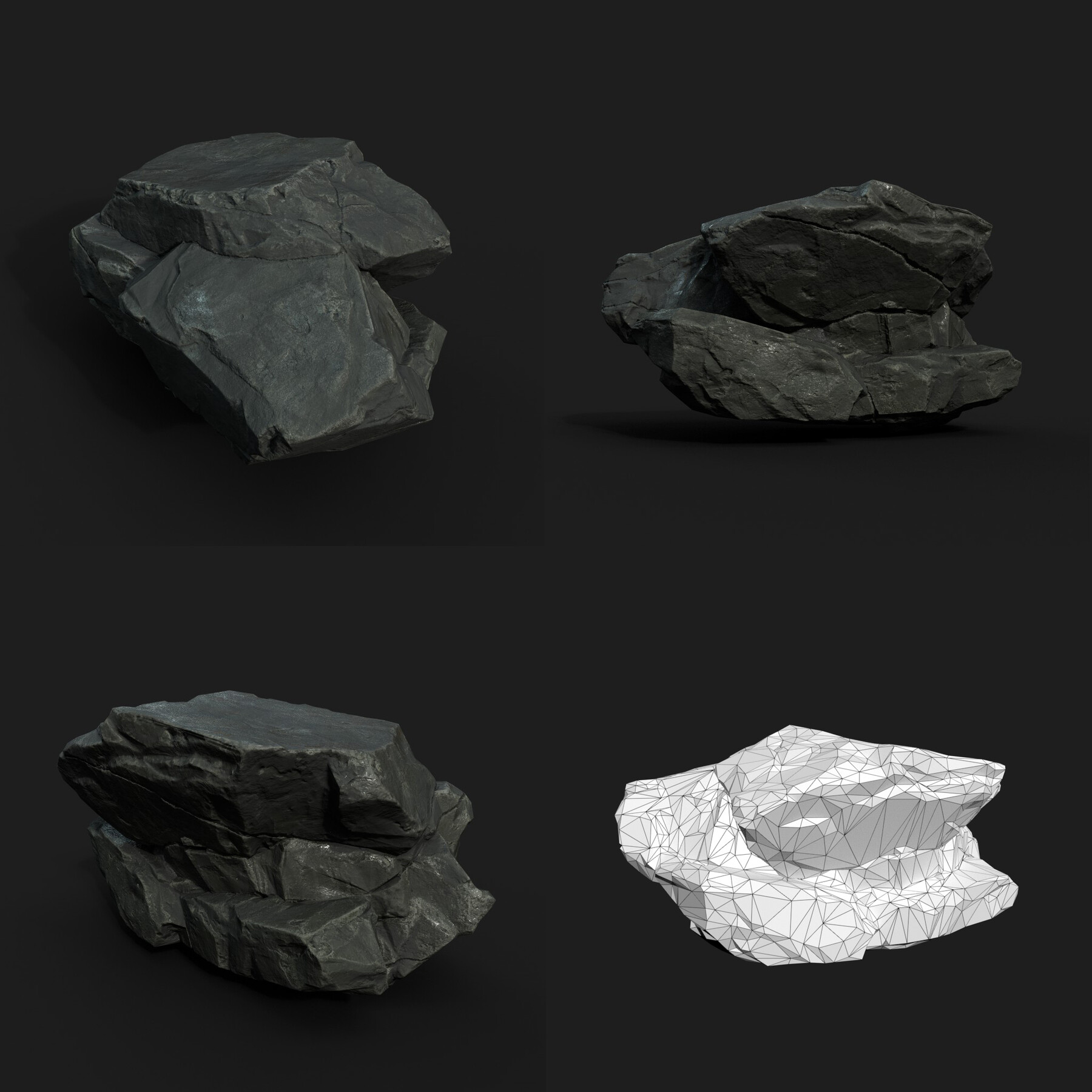 ArtStation - Low Poly Black Rock 230407 - Ultra HD 16K Texture | Game ...