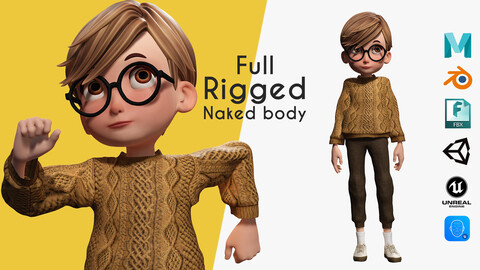 Brother Cartoon man Rigged 3D model Real Time male 3D toon Low-poly 3D model