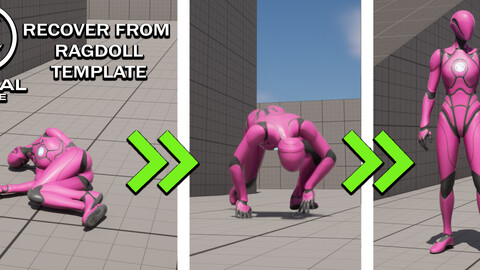 Unreal Engine 5 Recover from Ragdoll Template.