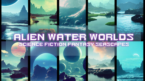 8k+ Alien Water World Landscapes - Unexplored Planets - Science Fiction Fantasy Scenery - Sublime Seascape Backgrounds - Nature Art - 3D Ocean Wallpapers - References / Artworks / Illustrations