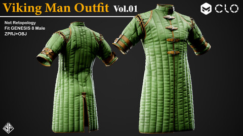 Viking Man Outfit Vol.01 - MD / Clo3d project + obj files + PBR Texture