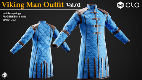 Viking Man Outfit Vol.02 - MD / Clo3d project + obj files + PBR Texture