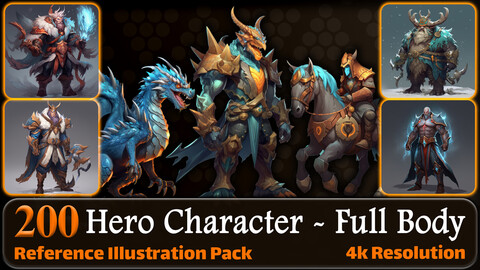 200 Hero Character (Full Body) Reference Pack | 4K | v.10