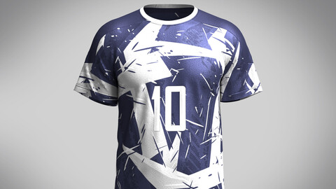 Soccer Dark Blue and Ash color Jersey Player-10