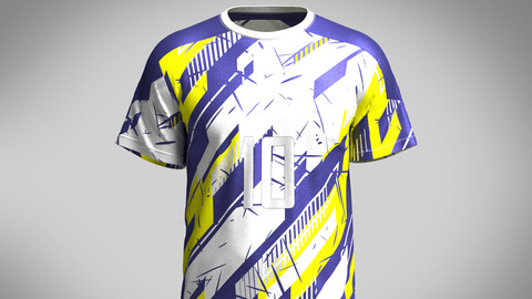 Soccer Yellow with multi color blue Jersey Player-10