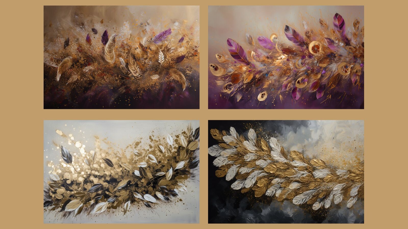 ArtStation 25x Gold Feathers Ready To Print Art Bundle Horizontal   File 