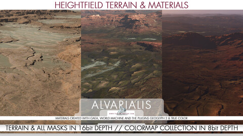 8k & 4k Heightfield Terrain & Material - Alvarialis