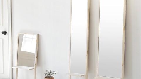 wooden storage full length mirror