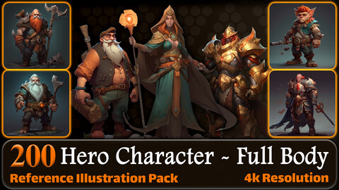 200 Hero Character (Full Body) Reference Pack | 4K | v.12