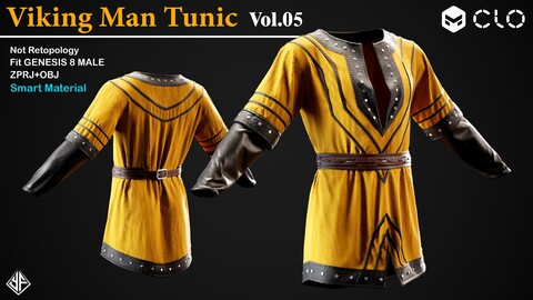 Viking Man Tunic Vol.05 - MD / Clo3d project + obj files + PBR Textures + Smart Material