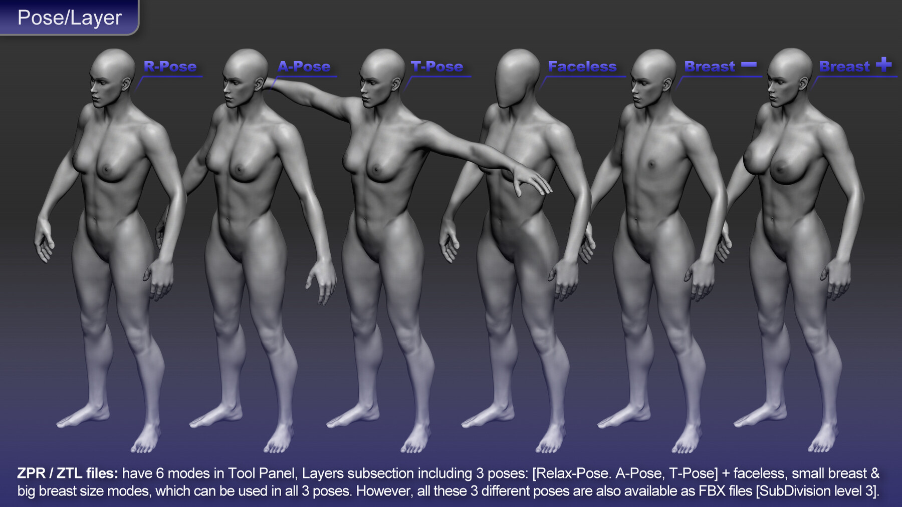 ArtStation - Human Female [ Body/Skin Basemesh ] Wide-Hips