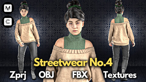 Streetwear No.4 : Marvelous Designer + Clo3d + OBJ + FBX + Texture