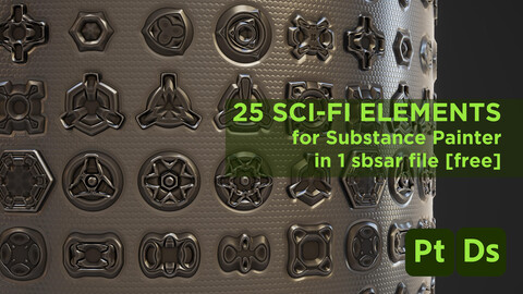 25 hard surface decals for substance painter