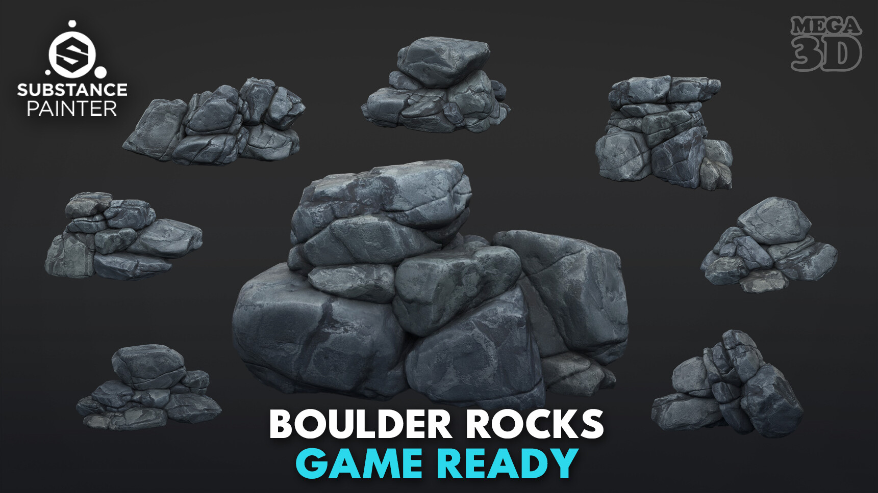Low poly Boulder Rock 230412