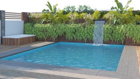 Garden pool with landscape