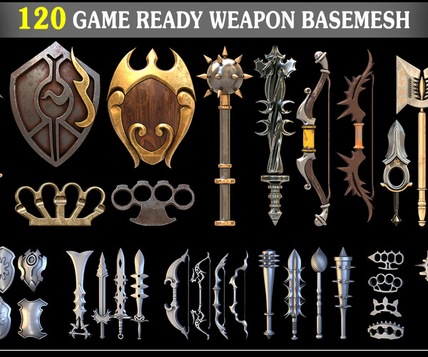 ArtStation - 120 Game Ready Weapon Basemesh_vol_02 | Game Assets