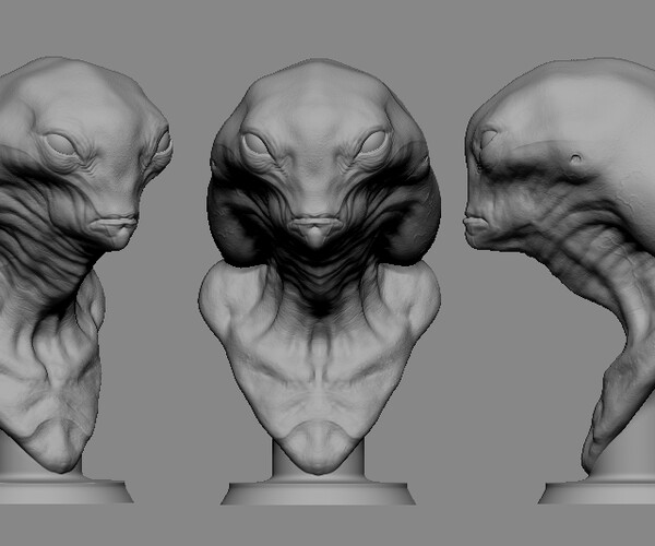 Artstation Grey Alien Bust 3d Print Model Free Resources